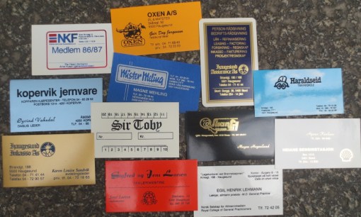 Noen av våre visittkortoppdrag fra åttitallet. 