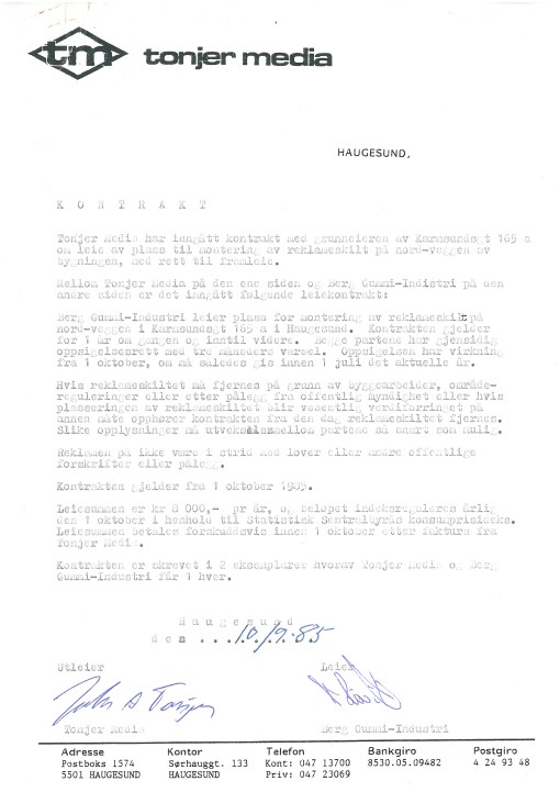 leiekontrakt K165 Bergs